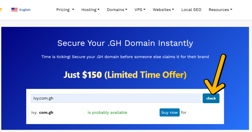 Search your preferred domain name