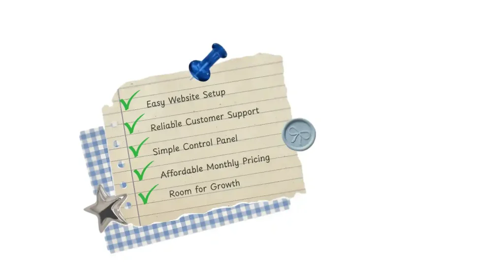 Checklist of five beginner-friendly shared hosting features