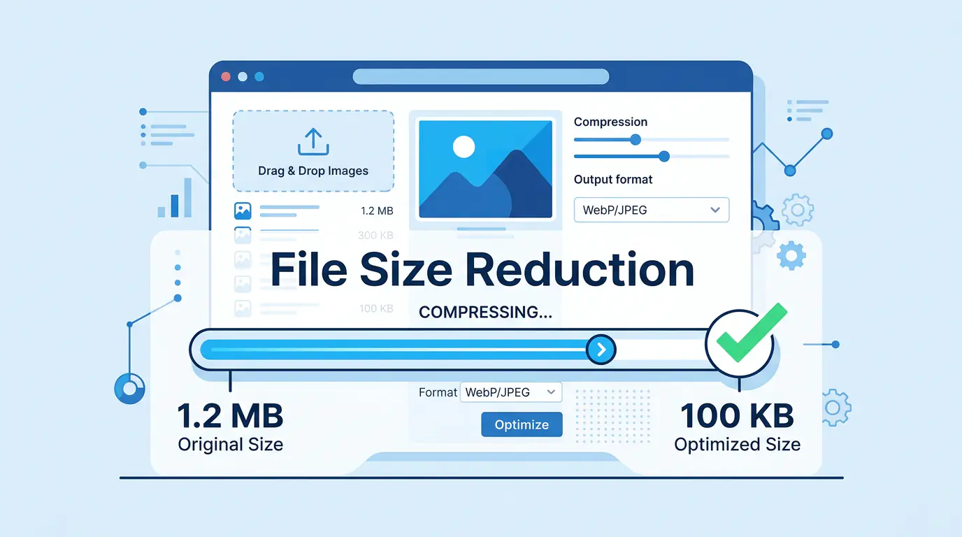 before and after file size comparison of an optimized image