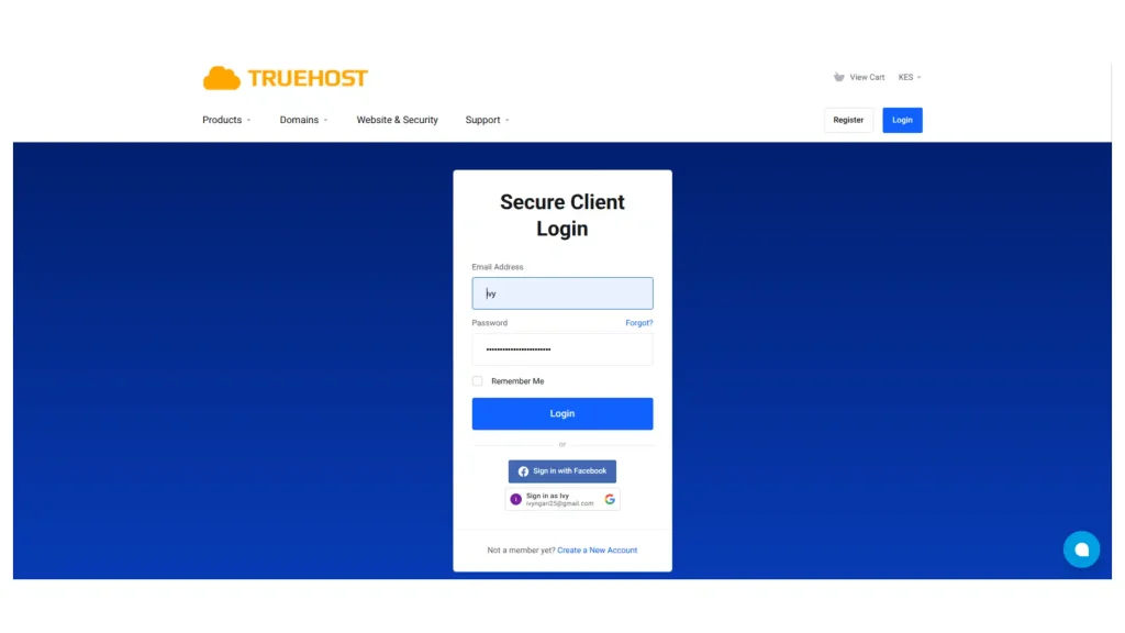truehost login page