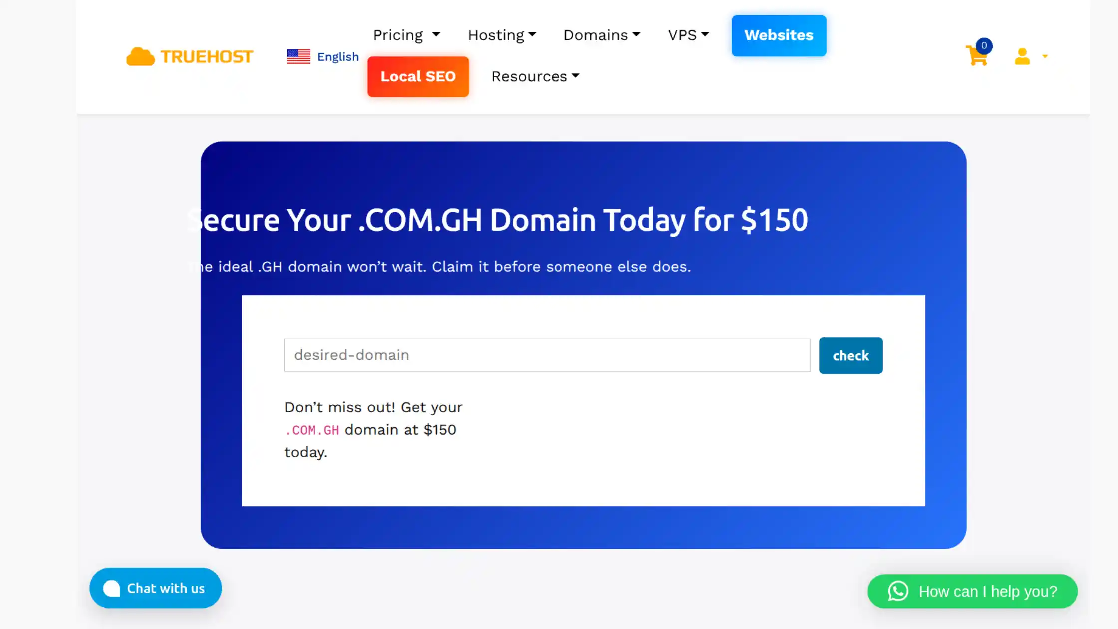 truehost domain search