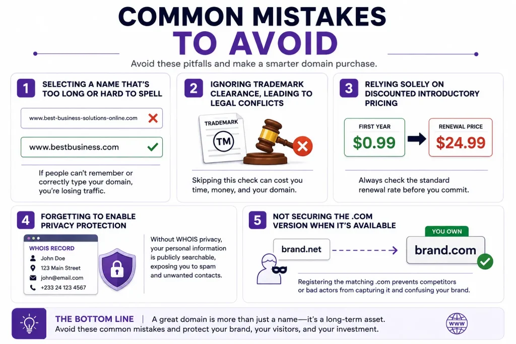 Common Mistakes to Avoid when buying a domain name