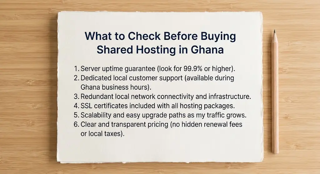 Shared Hosting in Ghana: Prices, Features and What You Get 5 What to Check Before Buying Shared Hosting in Ghana